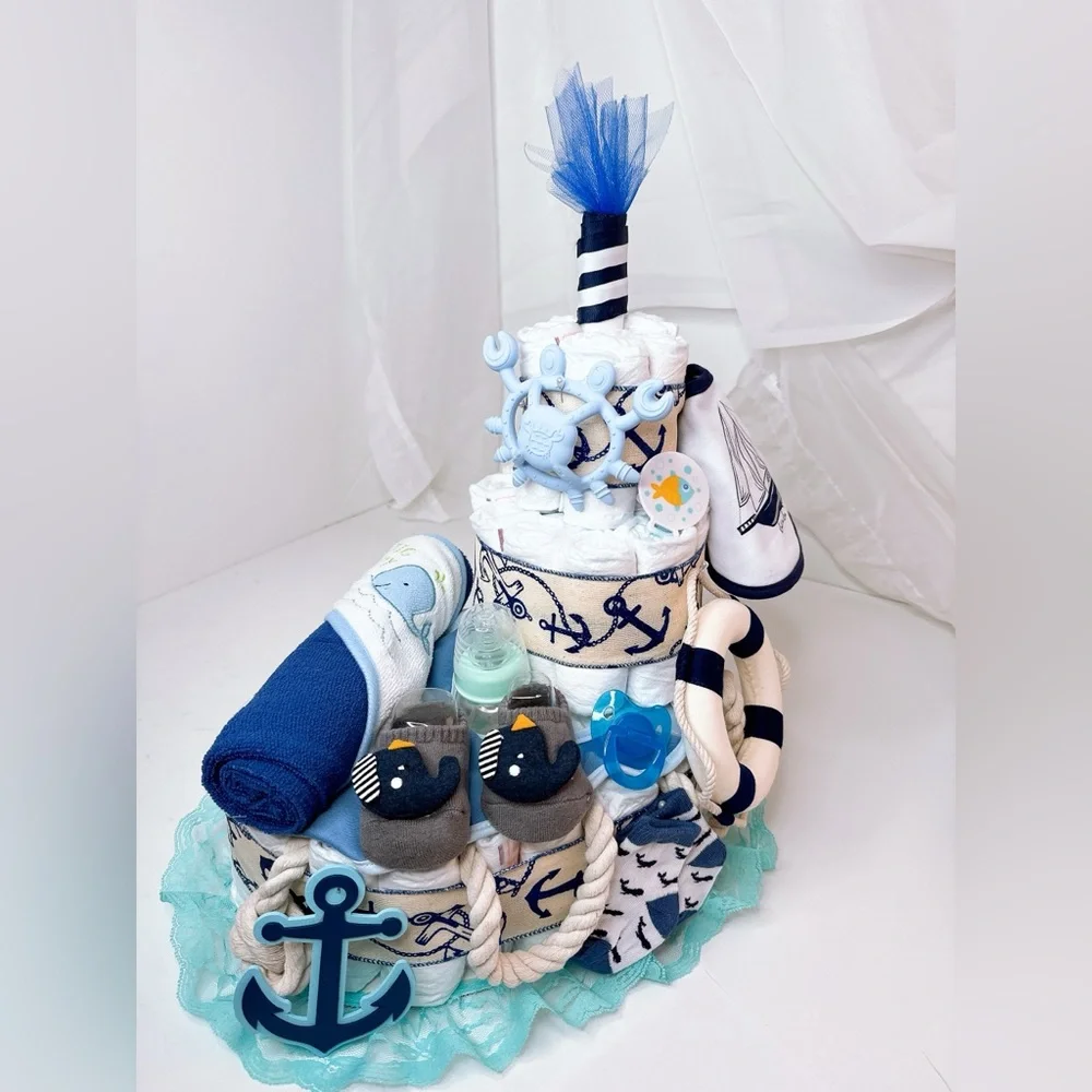 Ship Diaper Cake, Nautical Baby Shower